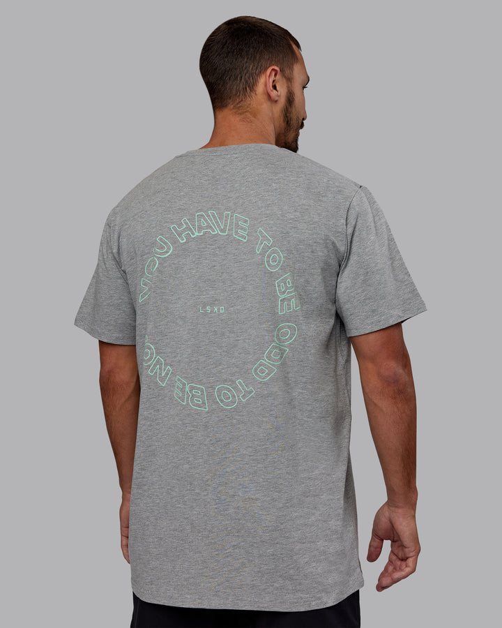 Man wearing Unisex Resilient FLXCotton Tee - Light Grey Marl-Ice Green
