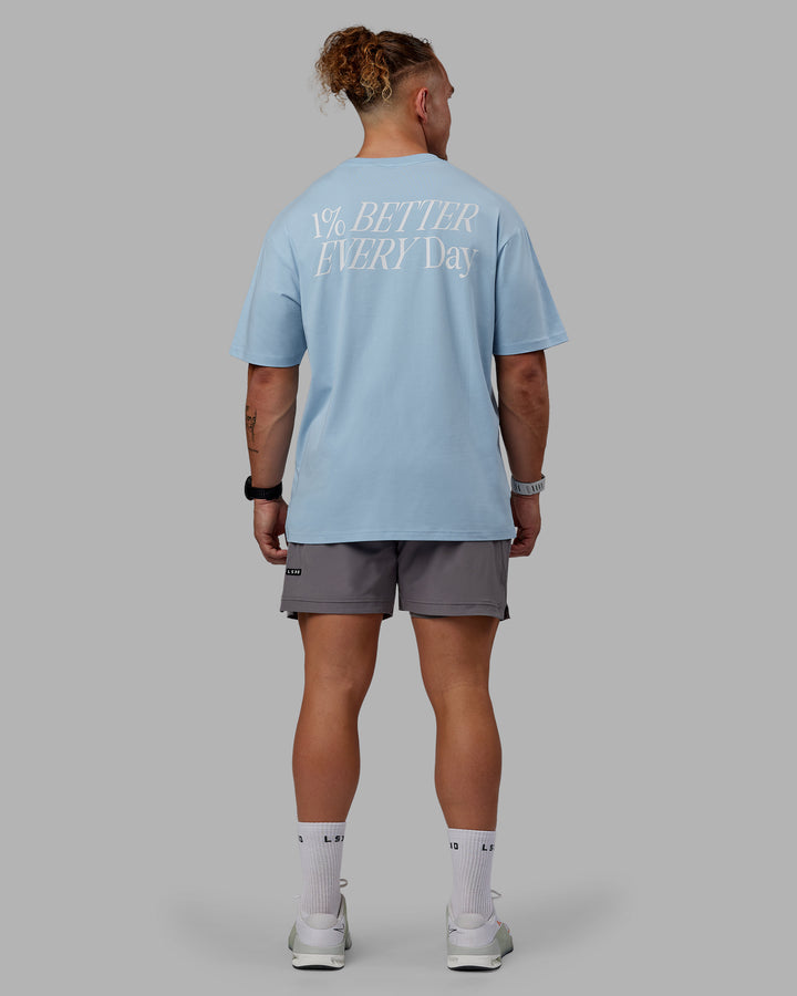 Man wearing Unisex VS6 FLXCotton Tee Oversize - Glacial Blue-White
