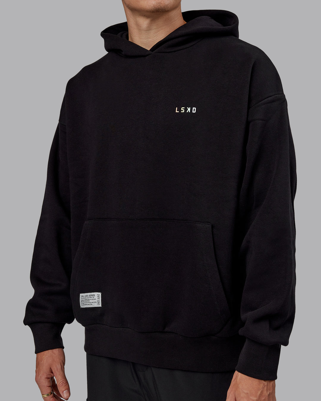 Man wearing Unisex VS6 Hoodie Oversize - Pride-Black