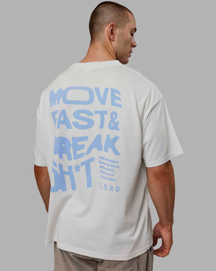 Man wearing Unisex Washed Move Fast Heavyweight Tee Oversize - Lunar Rock-Windsurfer
