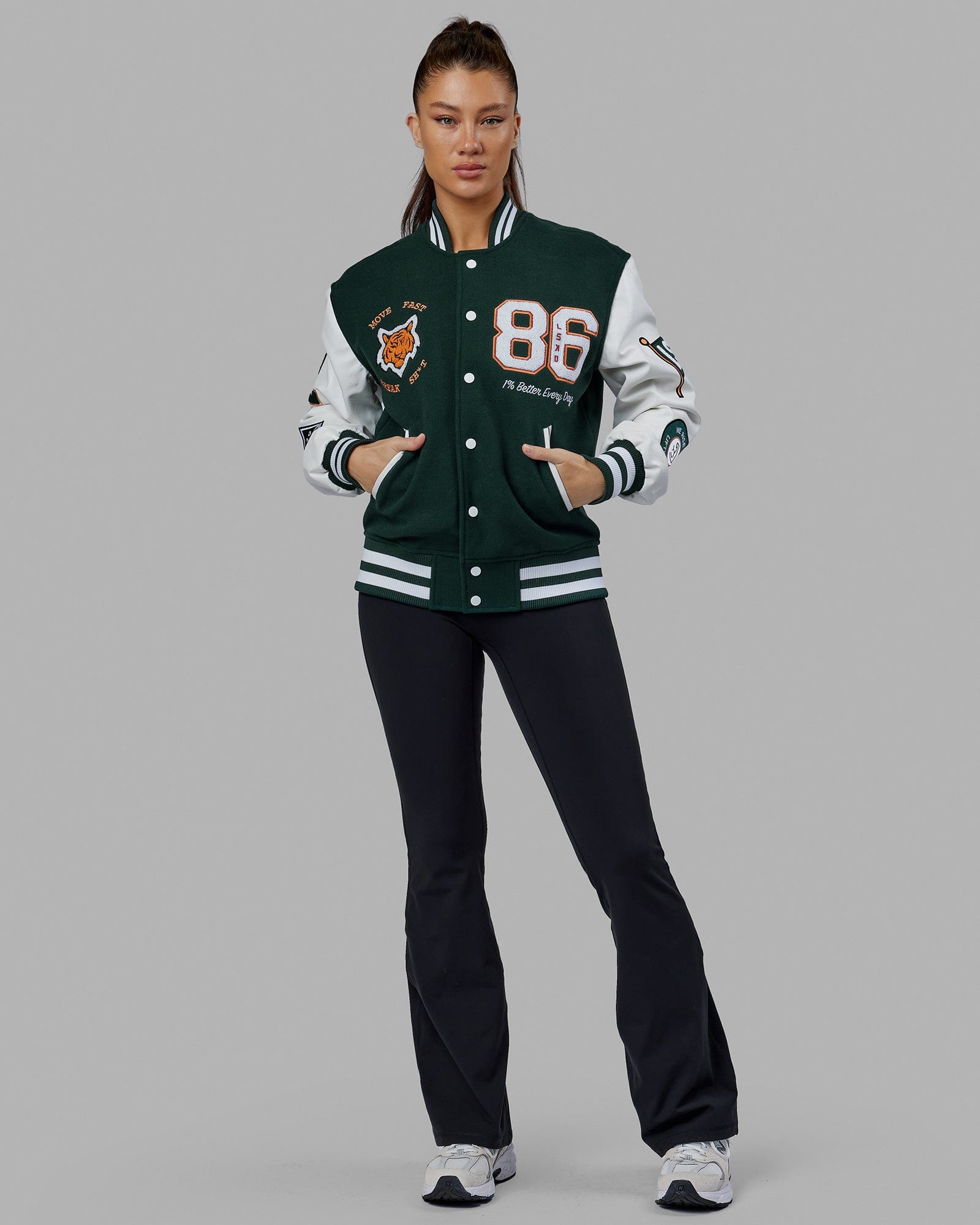 Green varsity jacket on sale womens