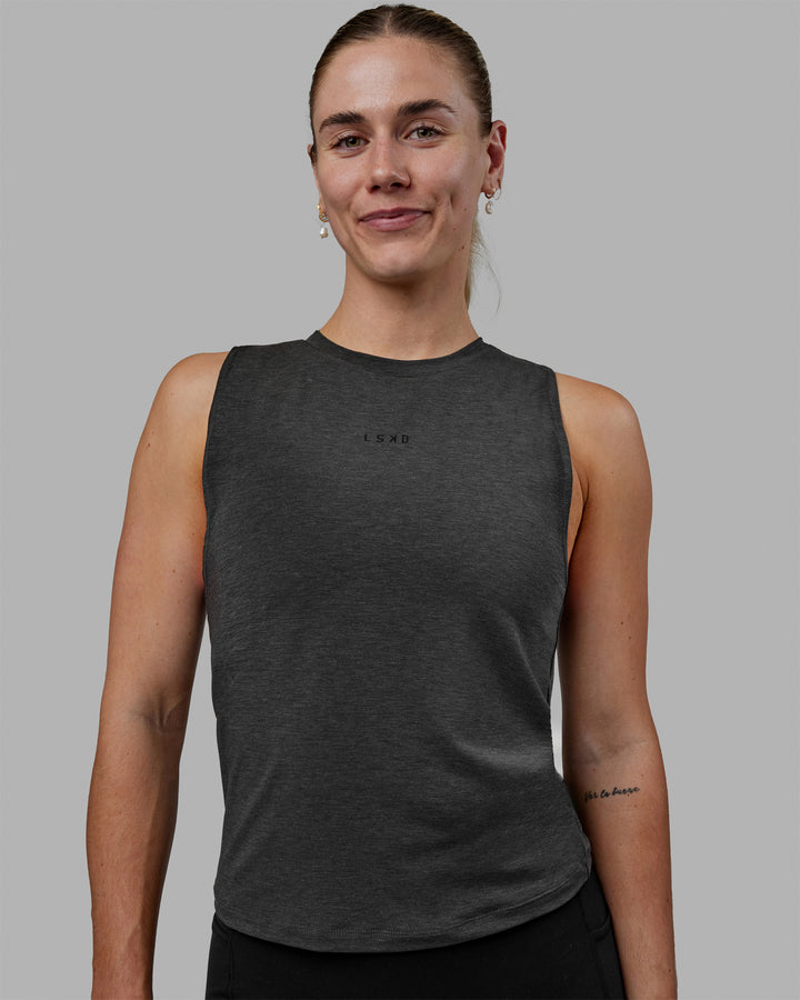 Woman wearing Vital Training Tank - Charcoal Marl
