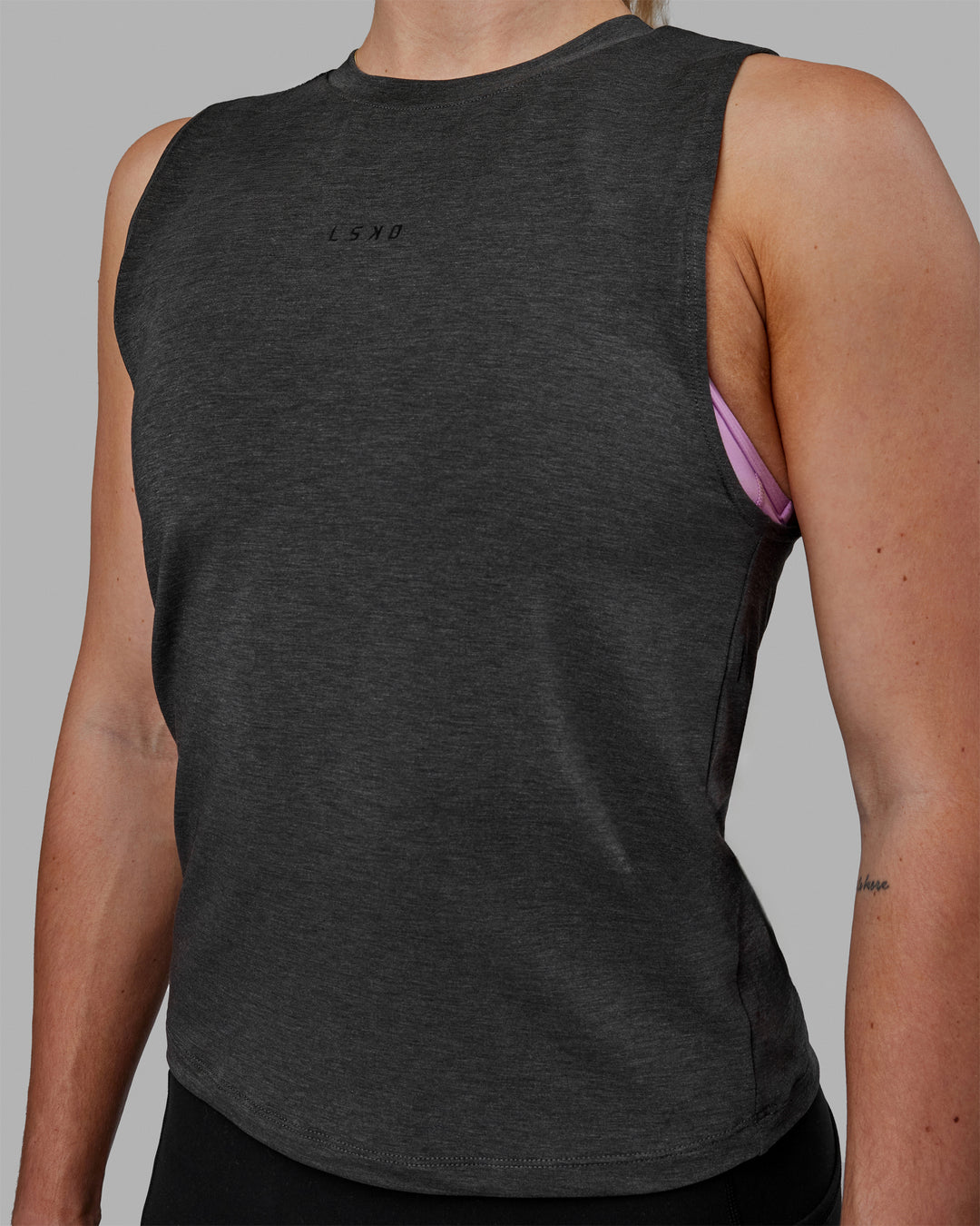 Woman wearing Vital Training Tank - Charcoal Marl