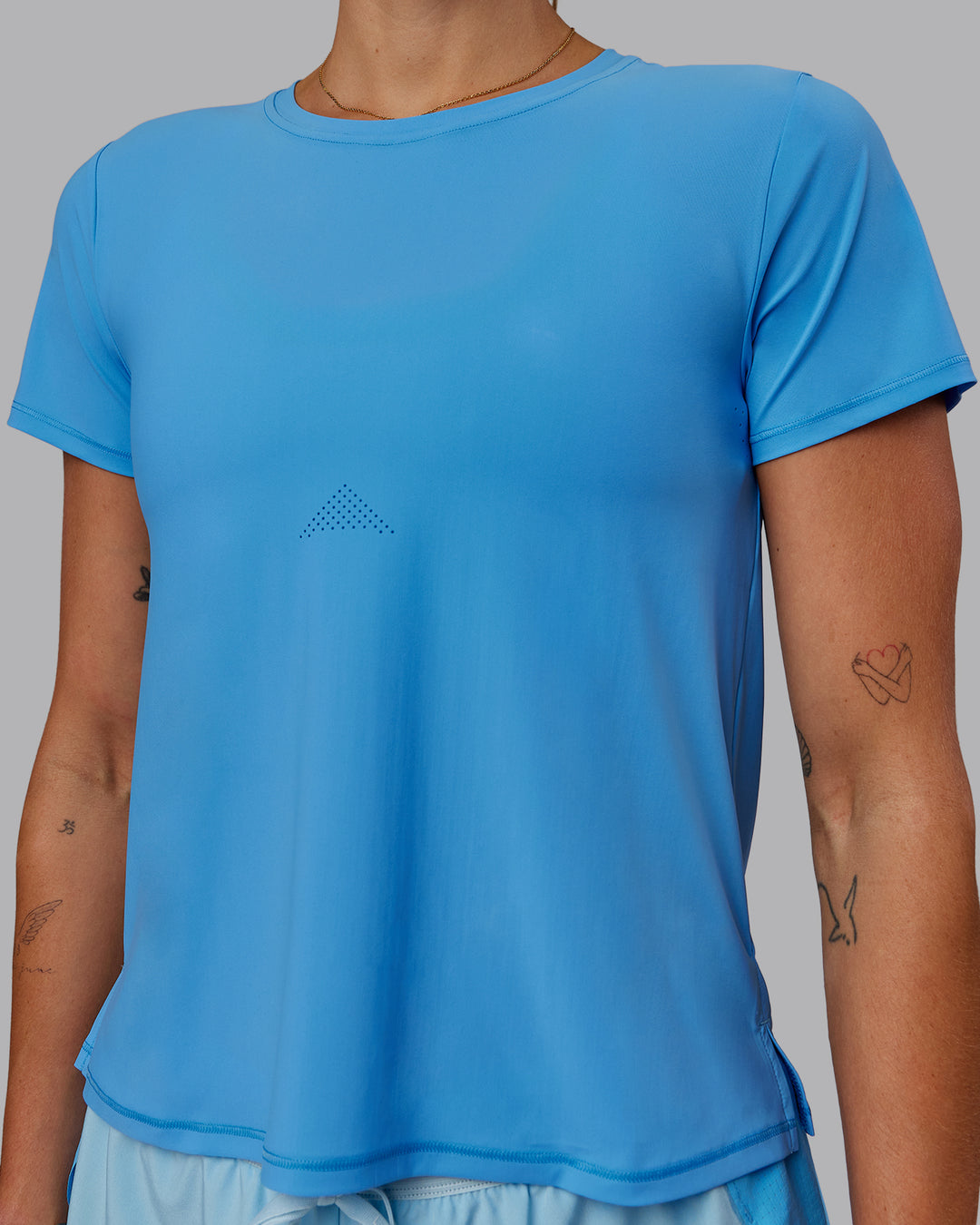 Woman wearing Cadence Tee - Azure Blue