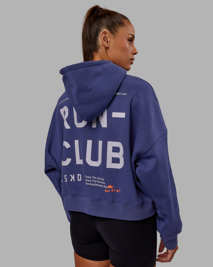 Woman wearing Love The Run Hoodie - Future Dusk-Galactic Lilac
