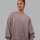 Woman wearing MVP Oversized Sweater - Greyish Purple