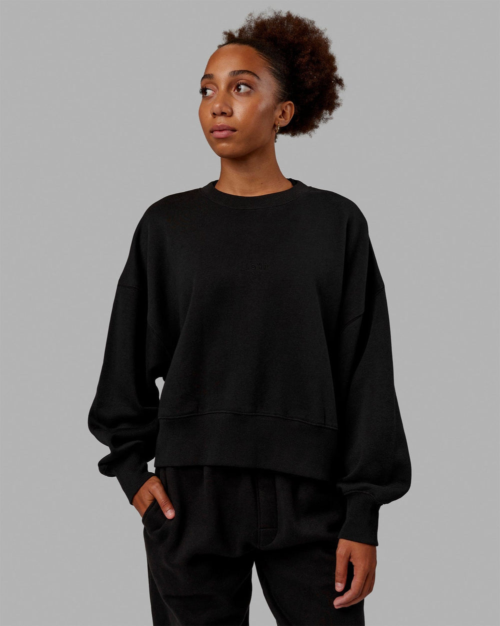 Woman wearing MVP Oversized Sweater - Black-Black