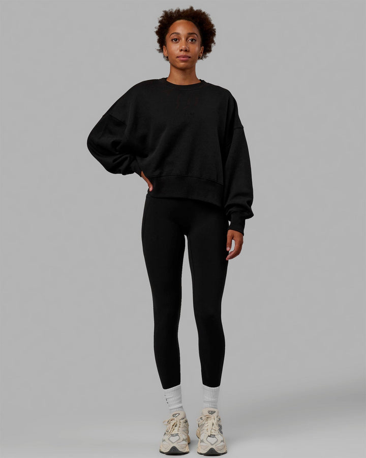 Woman wearing MVP Oversized Sweater - Black-Black
