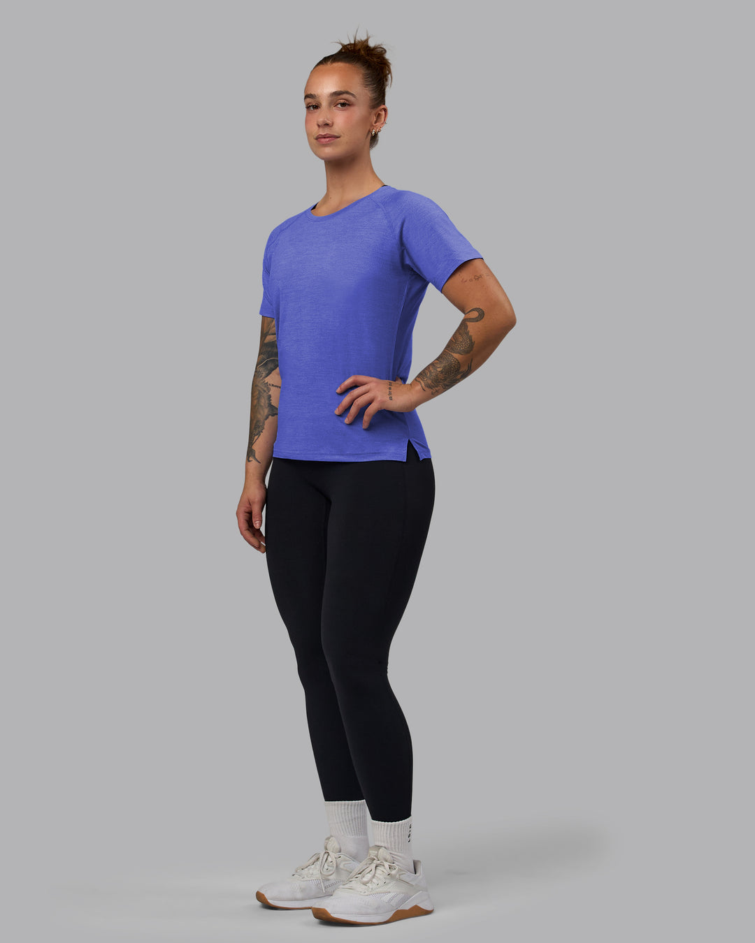 Women Wearing Perform VapourFLX Tee - Baja Blue Marl