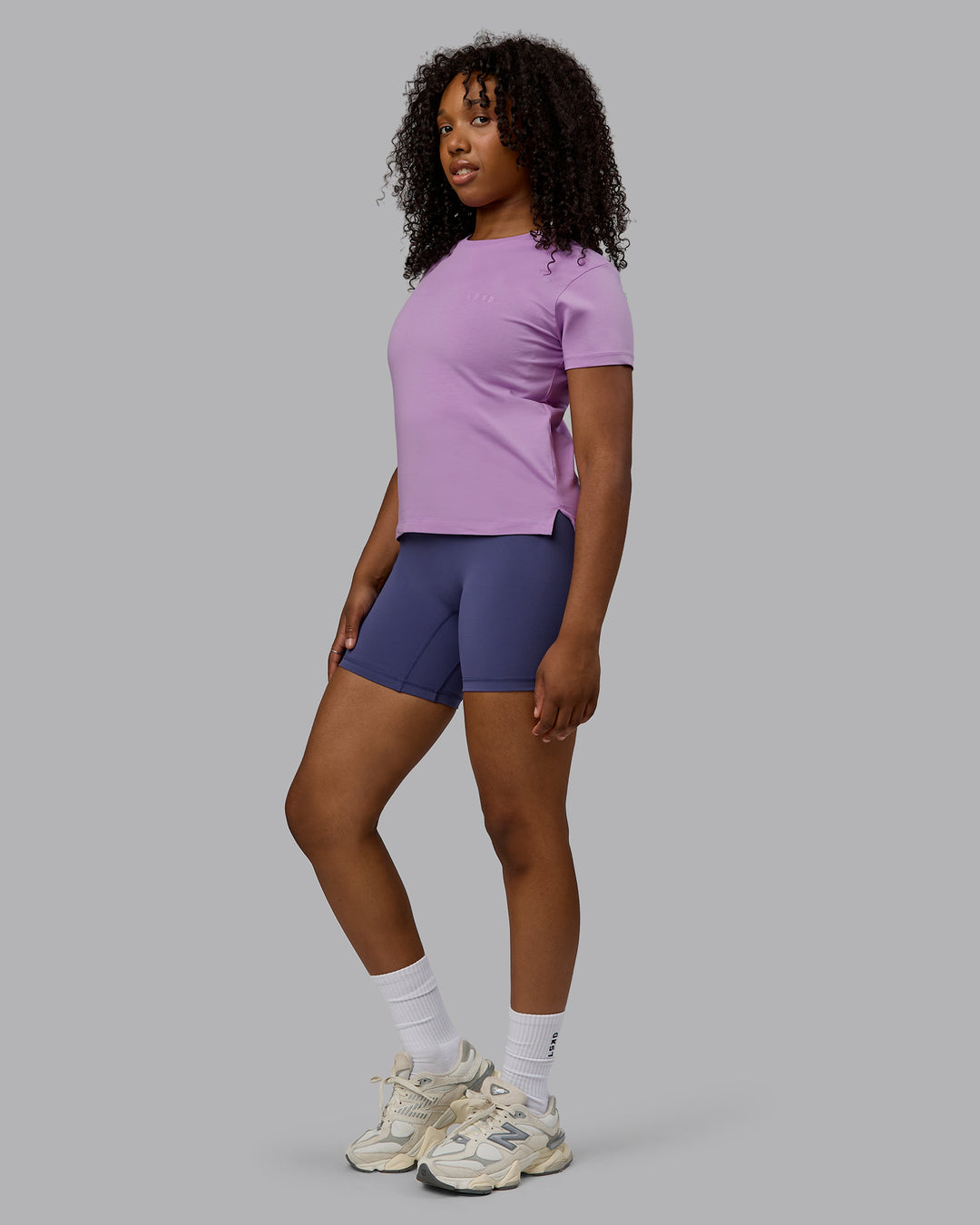 Woman wearing Deluxe PimaFLX Tee - Light Violet