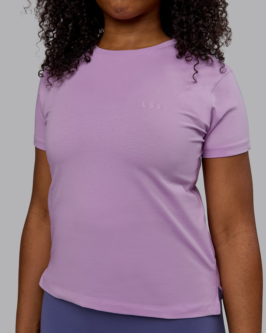 Woman wearing Deluxe PimaFLX Tee - Light Violet