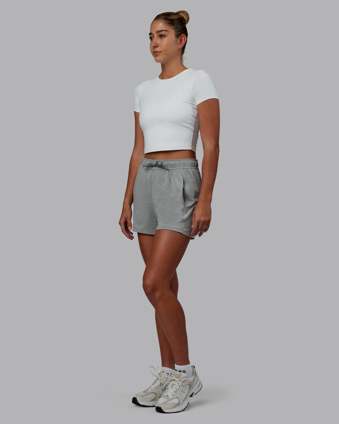 Women Wearing Restore CloudFLX Short - Light Grey Marl