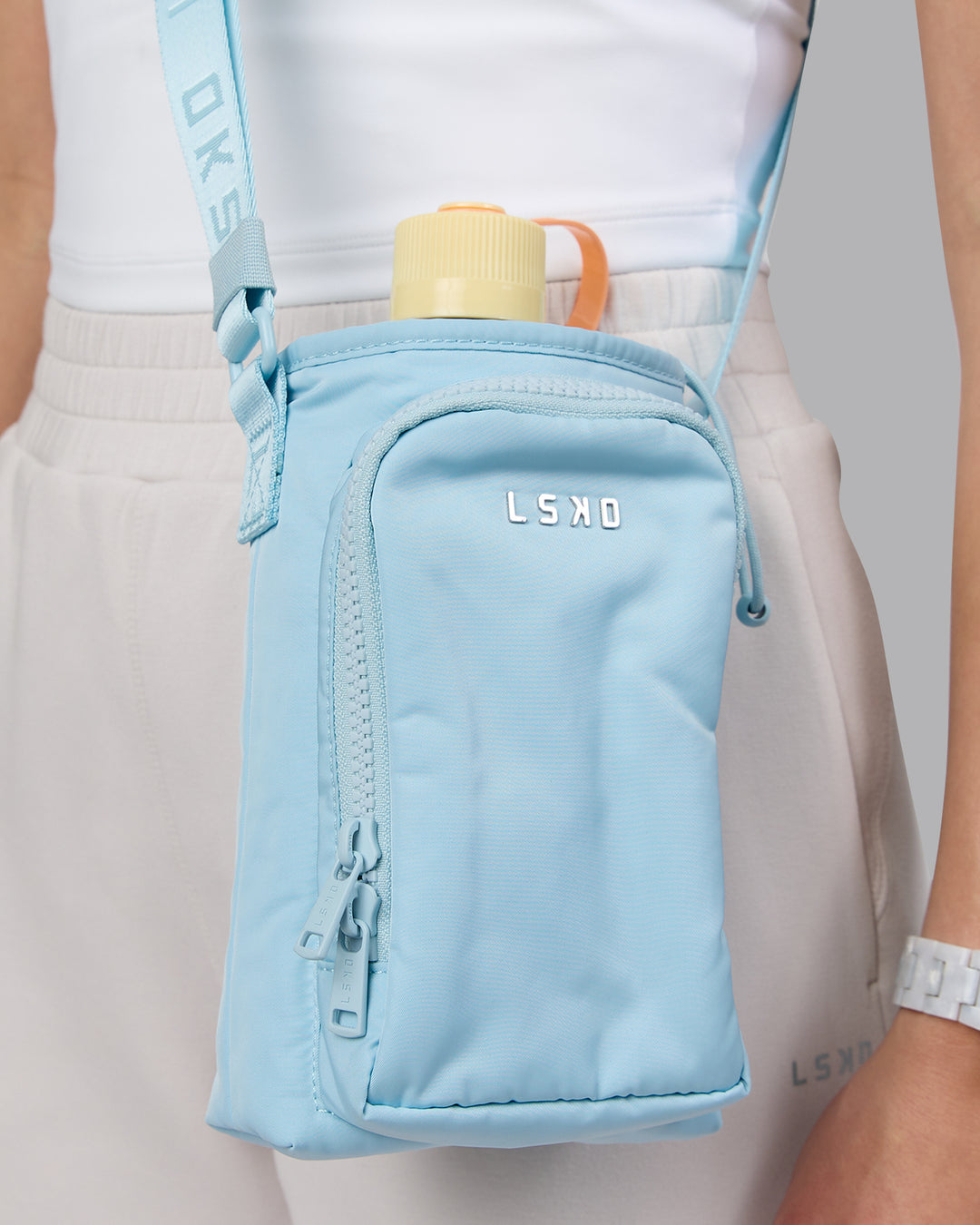 On The Go Water Bottle Sling - Crystal Blue