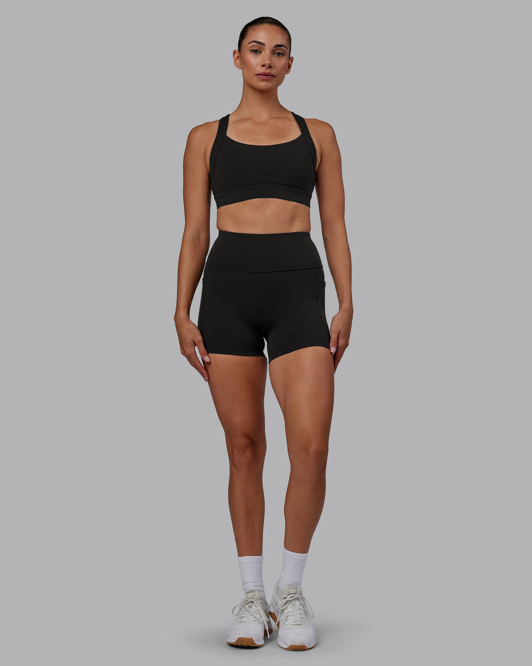 Women Wearing Advance Sports Bra - Pirate Black