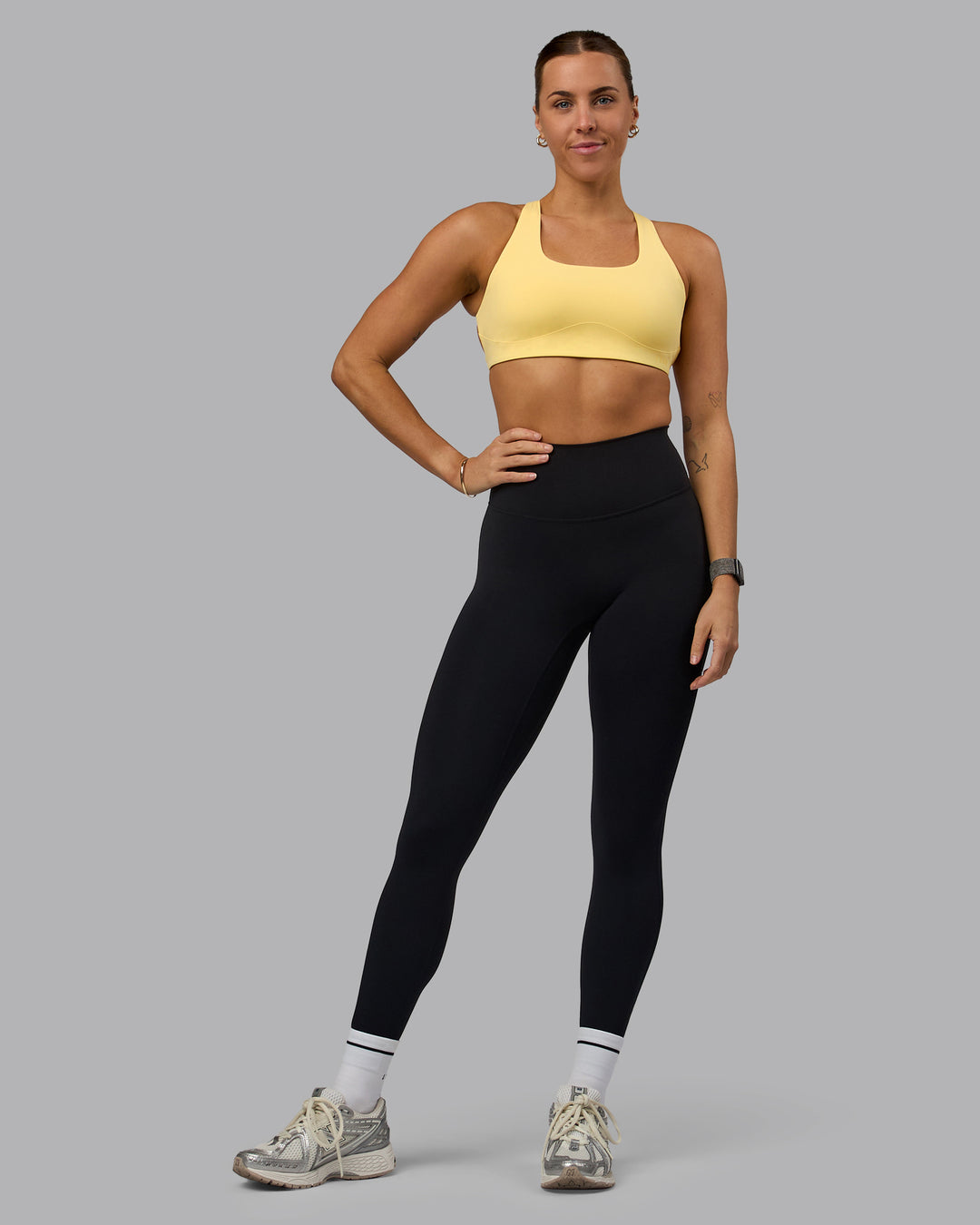 Women Wearing Aspire Sports Bra - Lemon