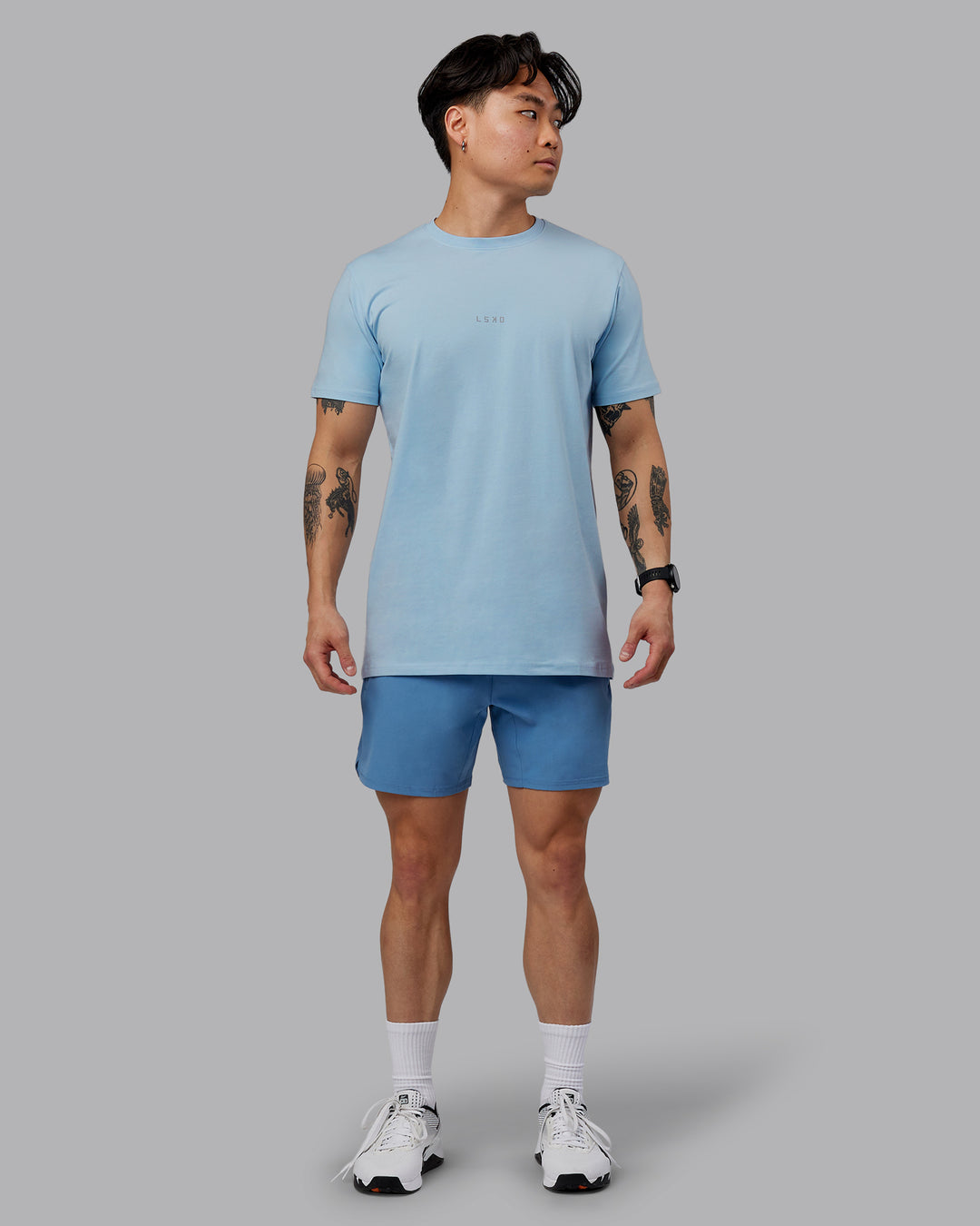 Man wearing Base FLXCotton Tee - Ice Blue