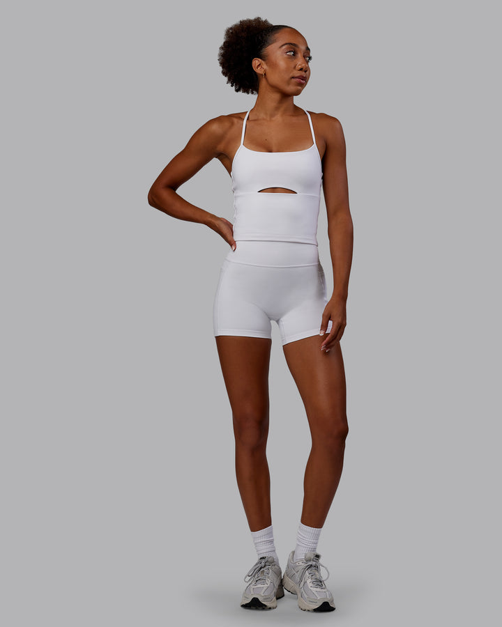 Woman wearing Bree Masters Form Shelf Bra Tank - White
