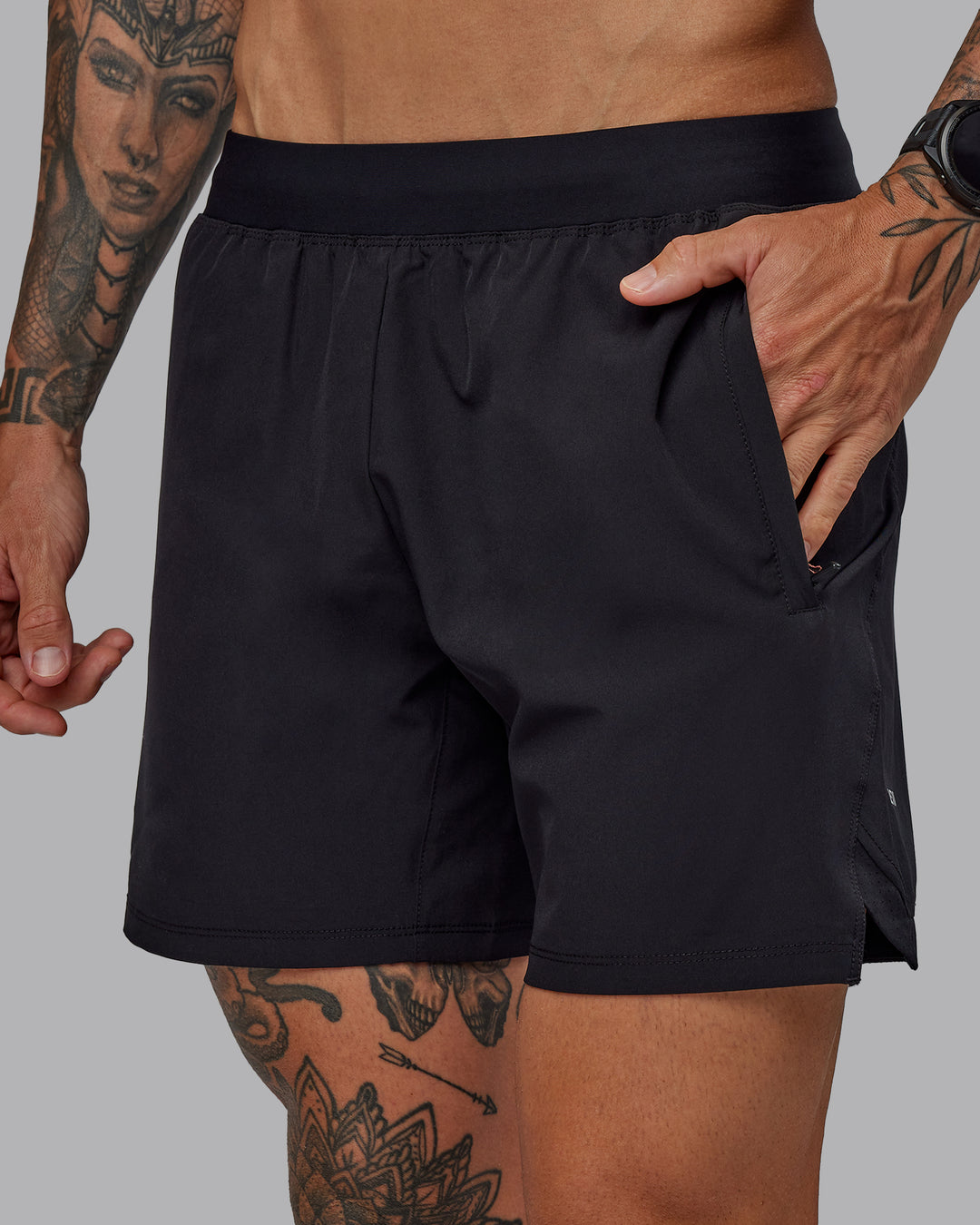 Man wearing Challenger 6&quot; Performance Shorts in Black | Size:S