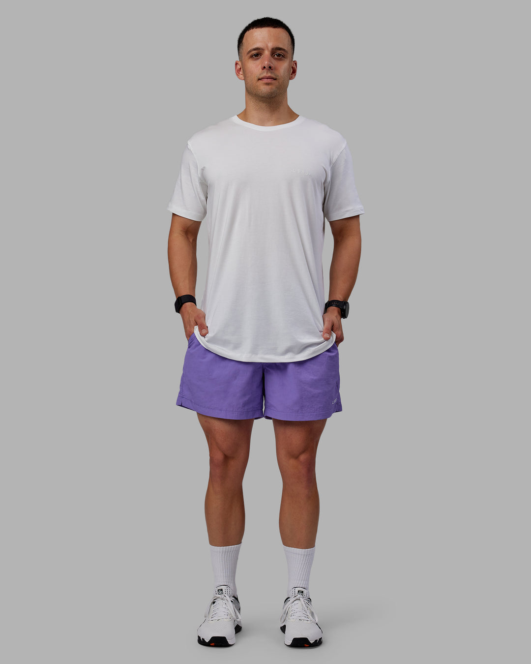 Man wearing Classic 5&quot; Shorts - Dahlia Purple