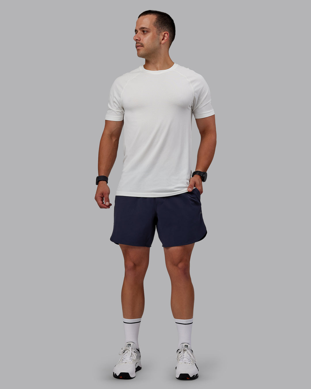 Man wearing Lift 6&quot; Lined Performance Shorts - Future Navy