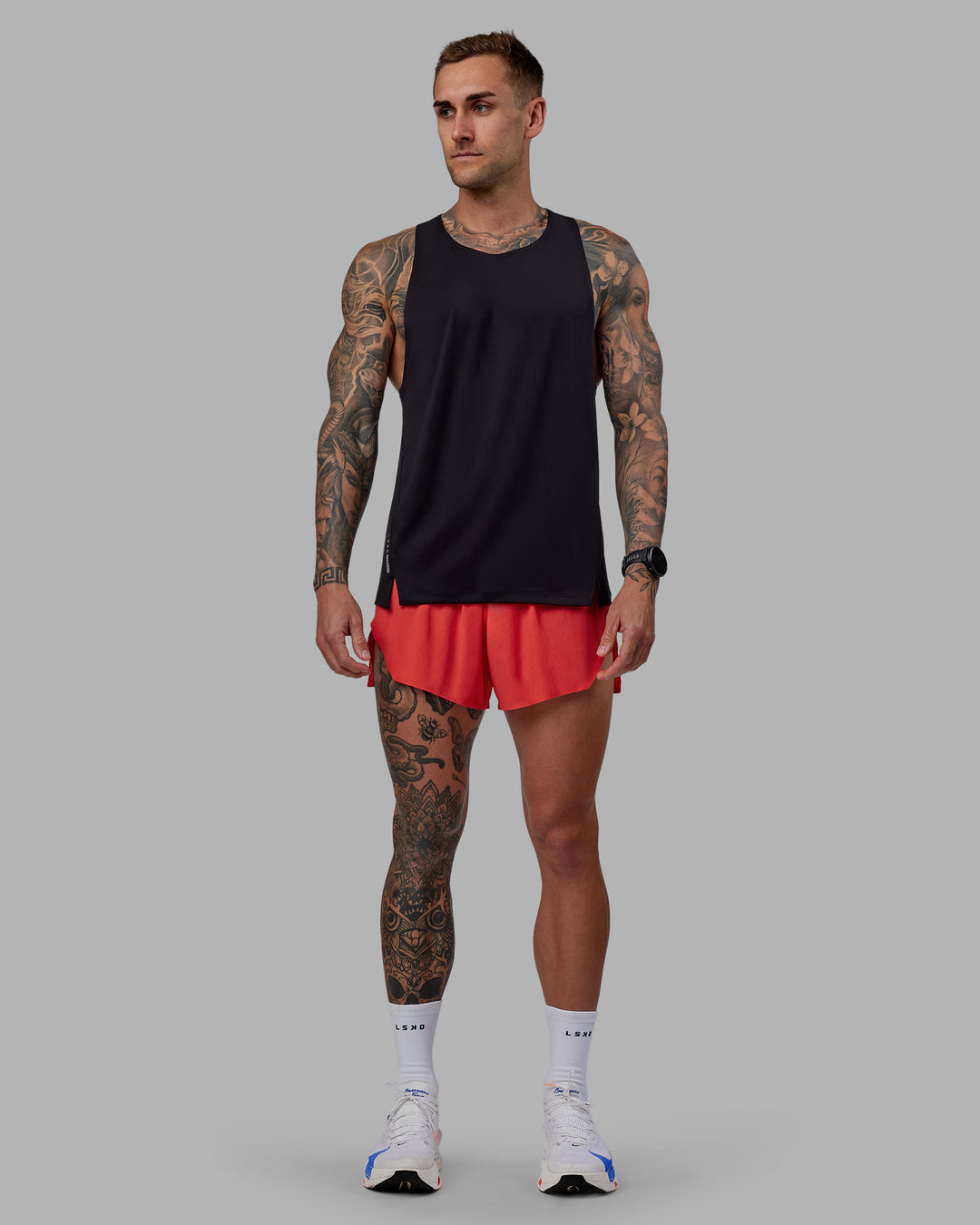 Man wearing Race Day 3&quot; Lined Running Shorts - Cayenne