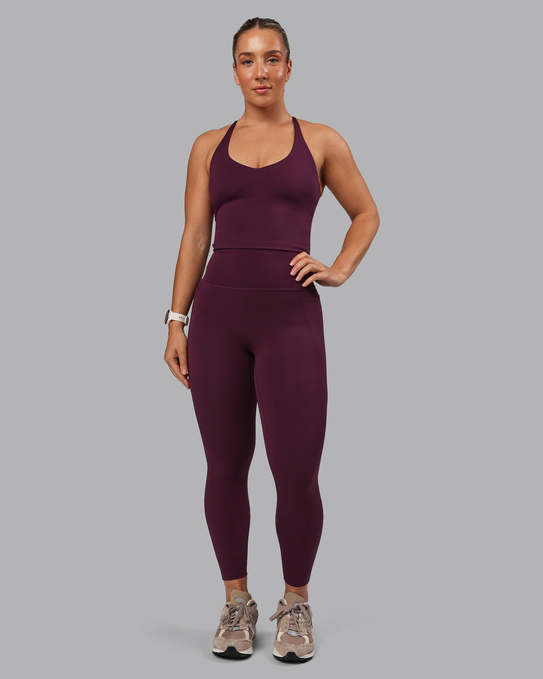 Woman wearing Movement Active Tank - Cherry Lacquer