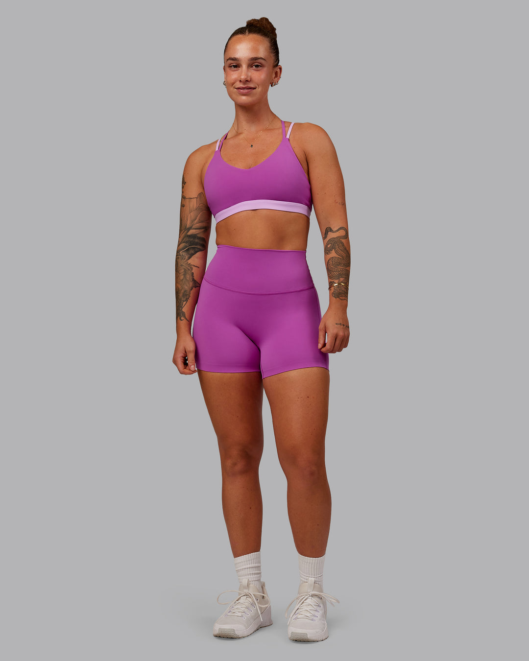 Woman wearing Nexus Sports Bra - Orchid