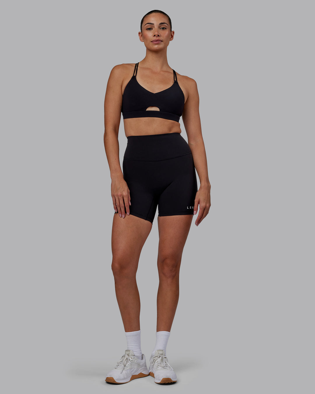 Woman wearing RXD High Waist Mid Short Tights - Black