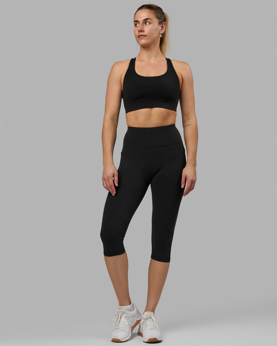 Women Wearing Rep 3/4 Length Tight - Black-Black