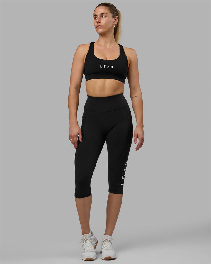 Women Wearing Rep 3/4 Length Tight - Black-White
