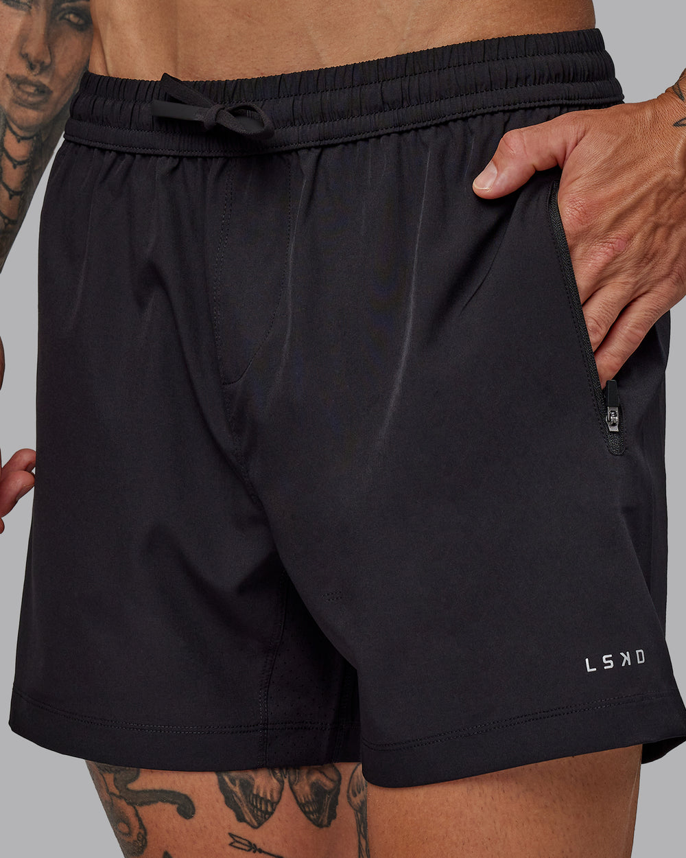 Man wearing Rep 5'' Performance Short in Black | Size:S