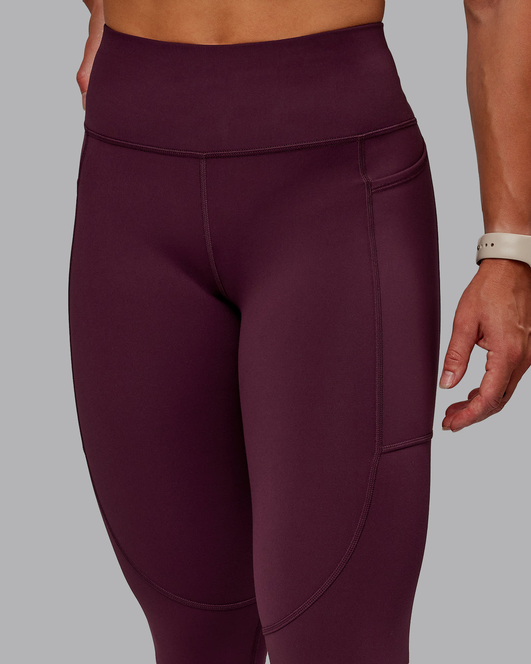 Woman wearing Rep 7/8 Length Tights - Cherry Lacquer-Marshmallow