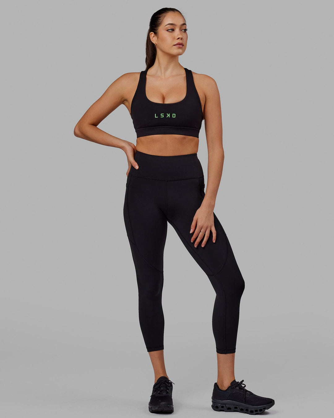 Rep 7/8 Length Tights - Black-Apple Mint