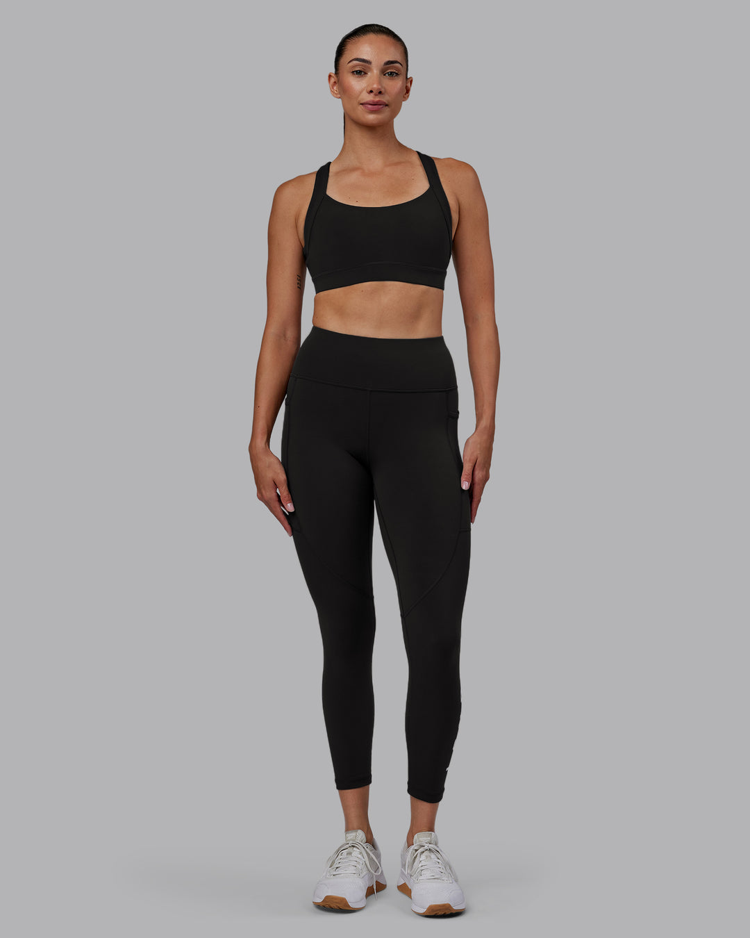 Women Wearing Rep 7/8 Length Tight - Pirate Black-White