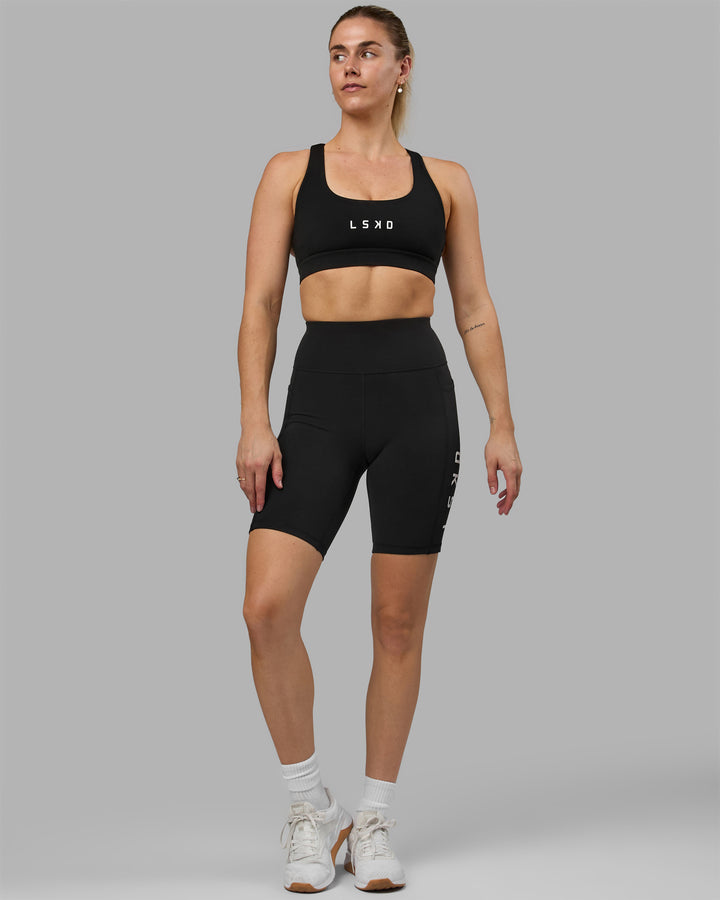 Women Wearing Rep Bike Short Tight - Black-White
