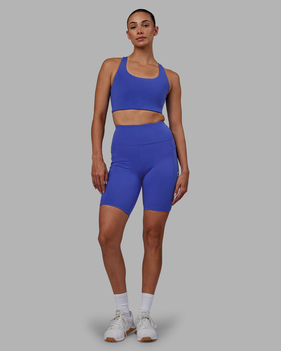 Women Wearing Rep Bike Short Tight - Power Cobalt-White