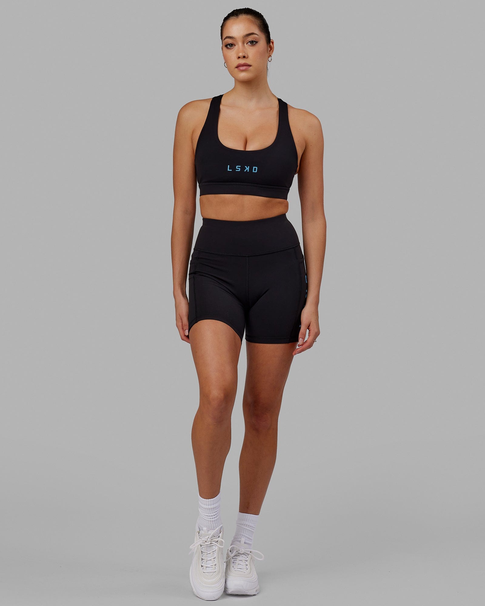 Rep Mid Short Tights - Black-Azure Blue