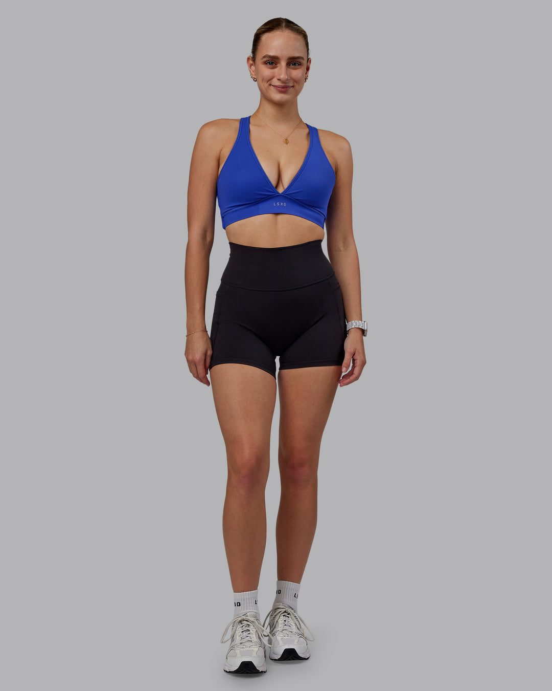 Woman wearing Stamina Sports Bra (D/DD/E) - Power Cobalt