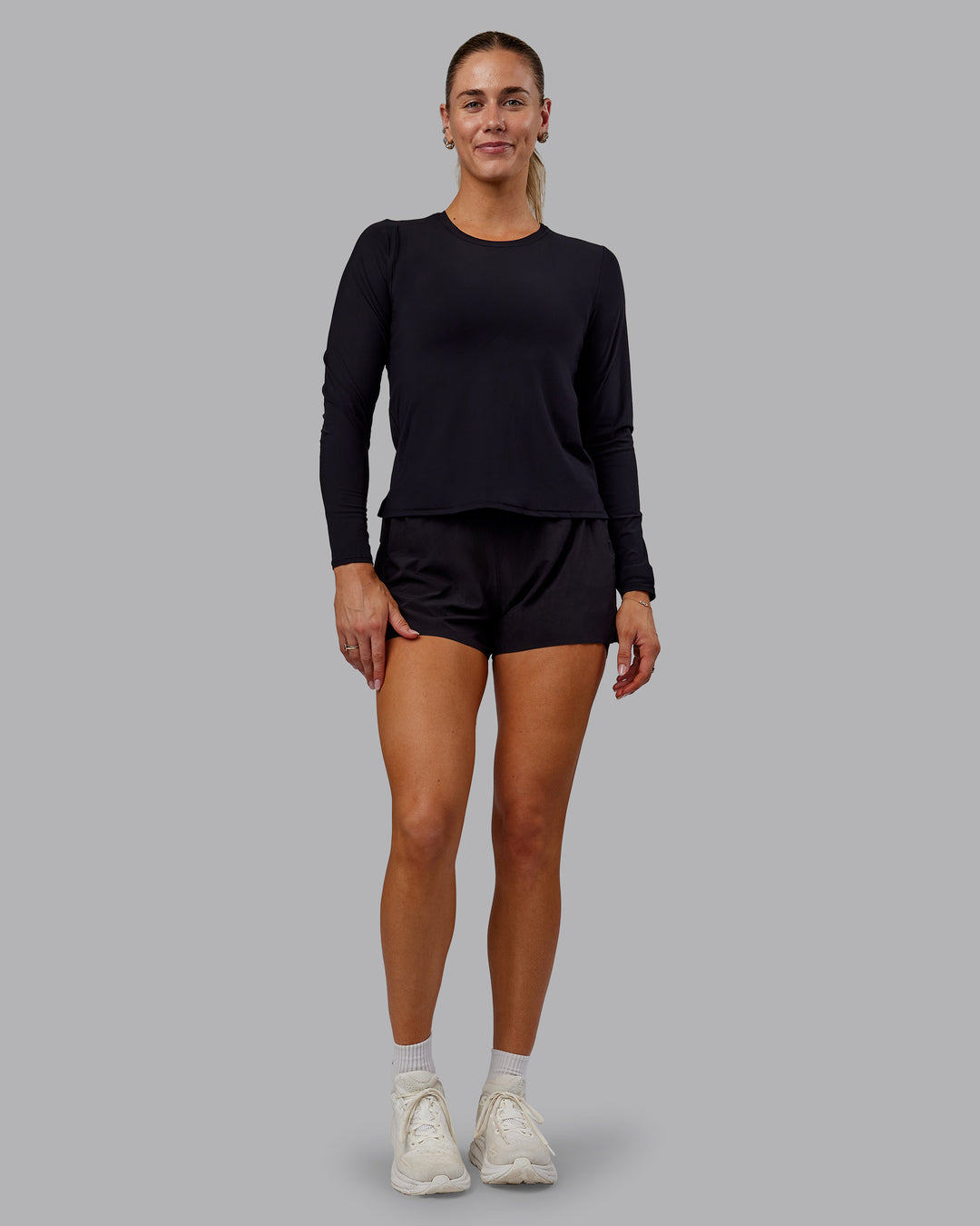 Woman wearing Cadence Long Sleeve Tee - Black