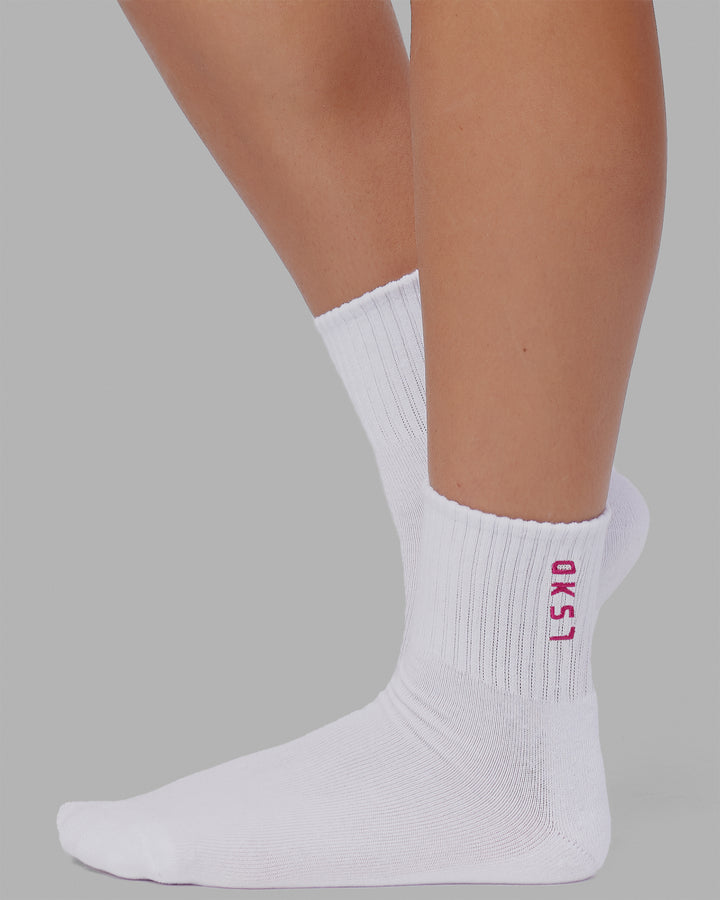 Signal 3 Pack Quarter Socks - White-Black-Berry Pink
