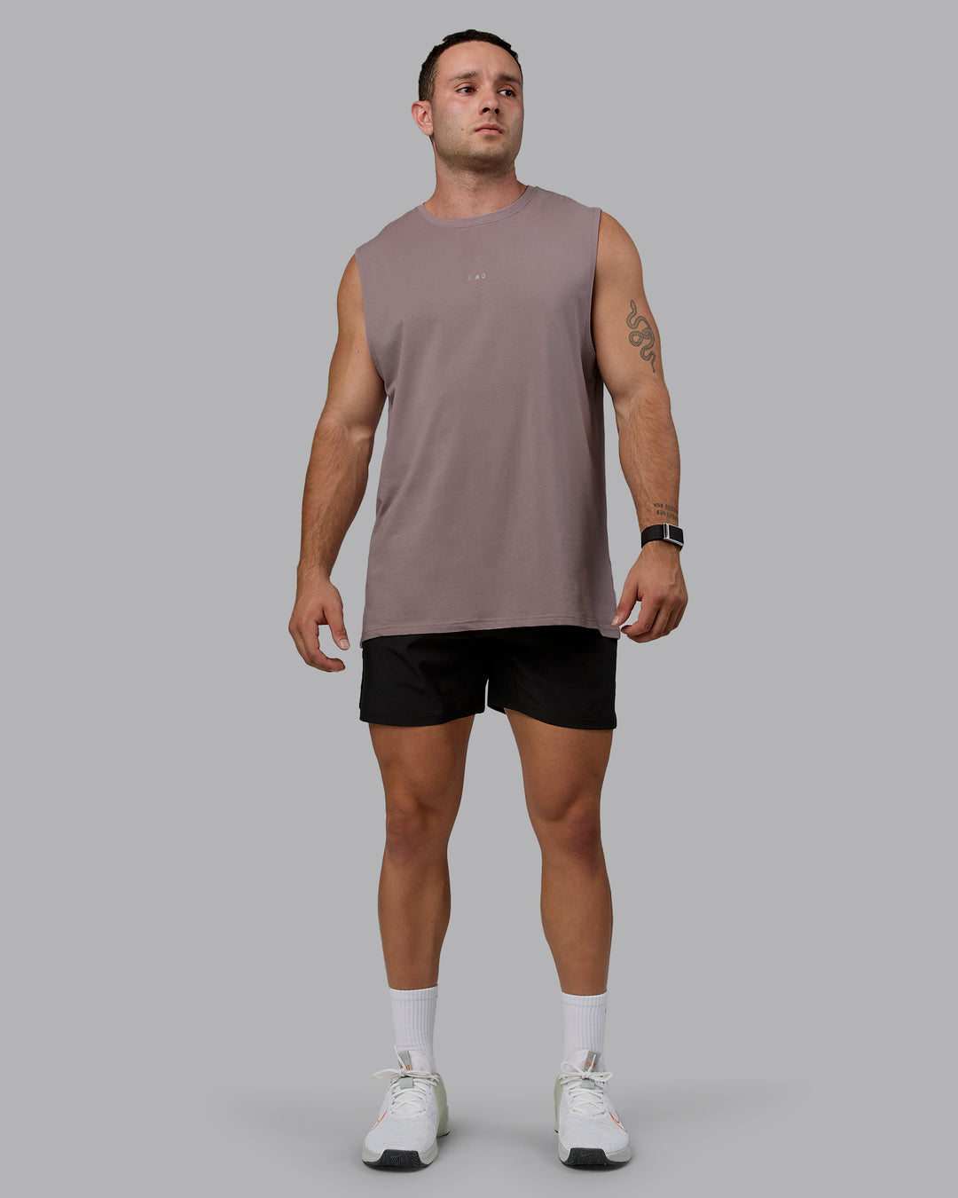 Man wearing Base FLXCotton Tank - Greyish Purple