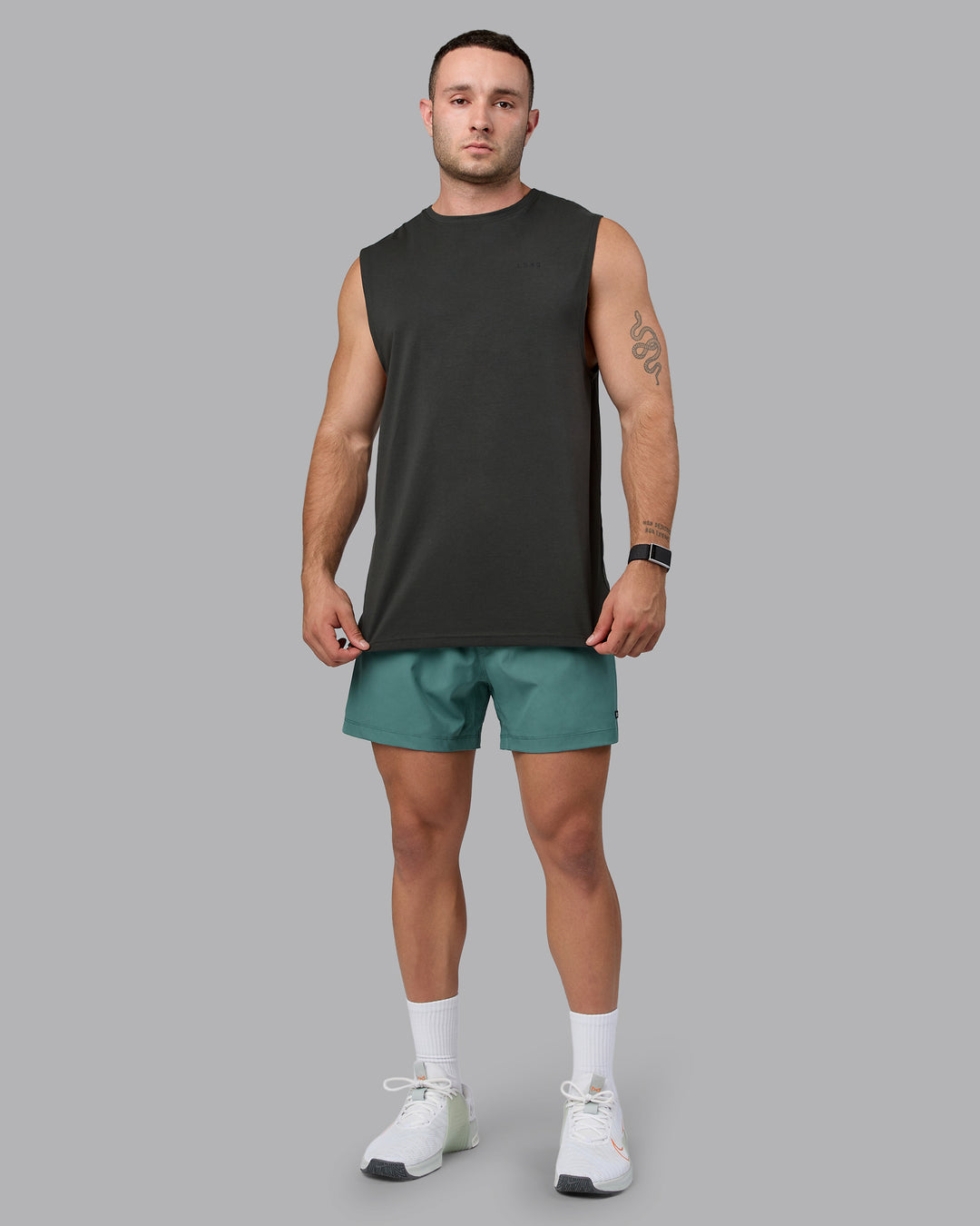 Man wearing Rep 5&quot; Lined Performance Shorts - Sagebrush