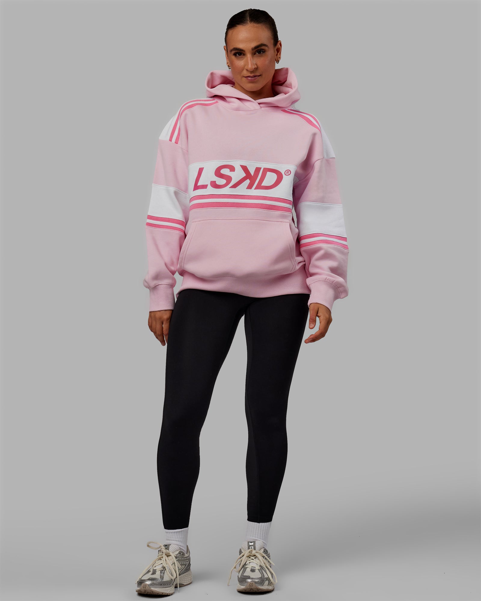 Unisex A-Team Hoodie Oversize - Petal Pink-White | LSKD