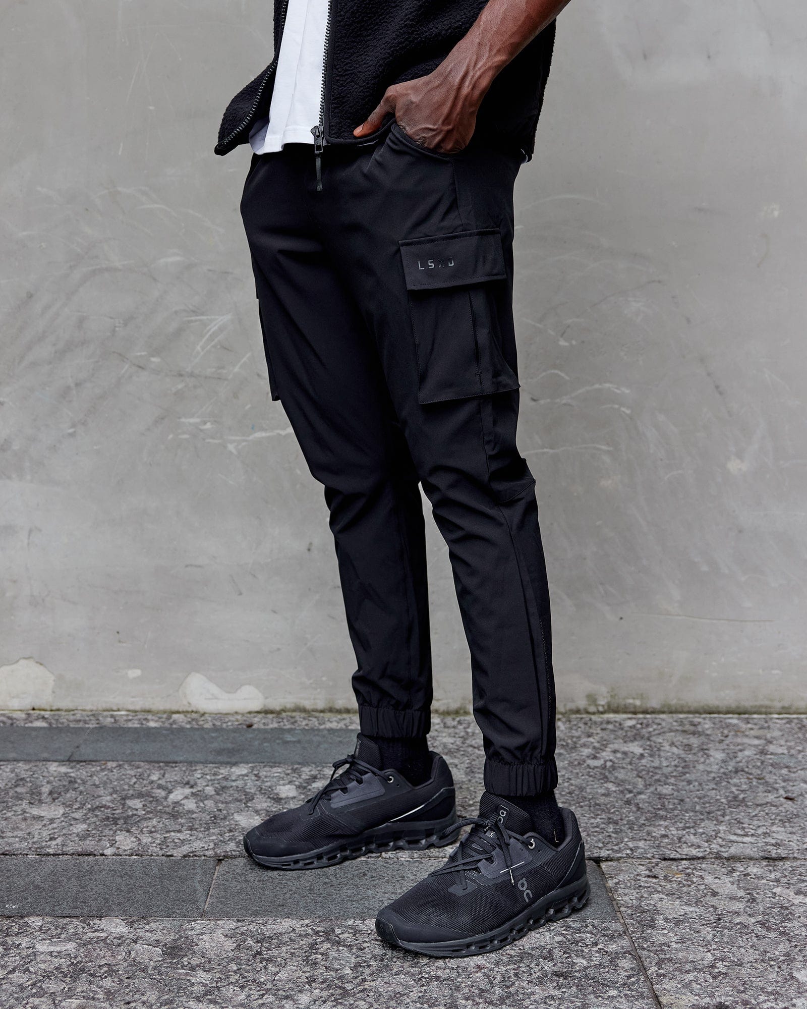 Black discount stretch joggers