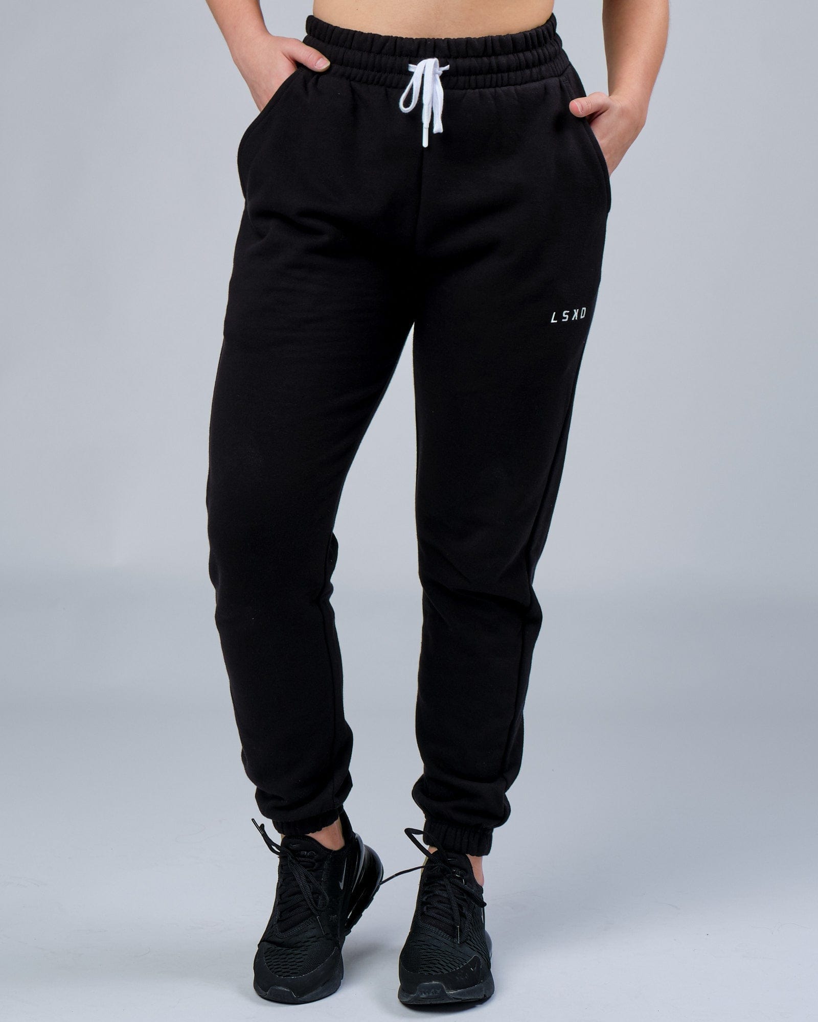 BLACK CONTRAST STRAIGHT FIT TRACK PANTS