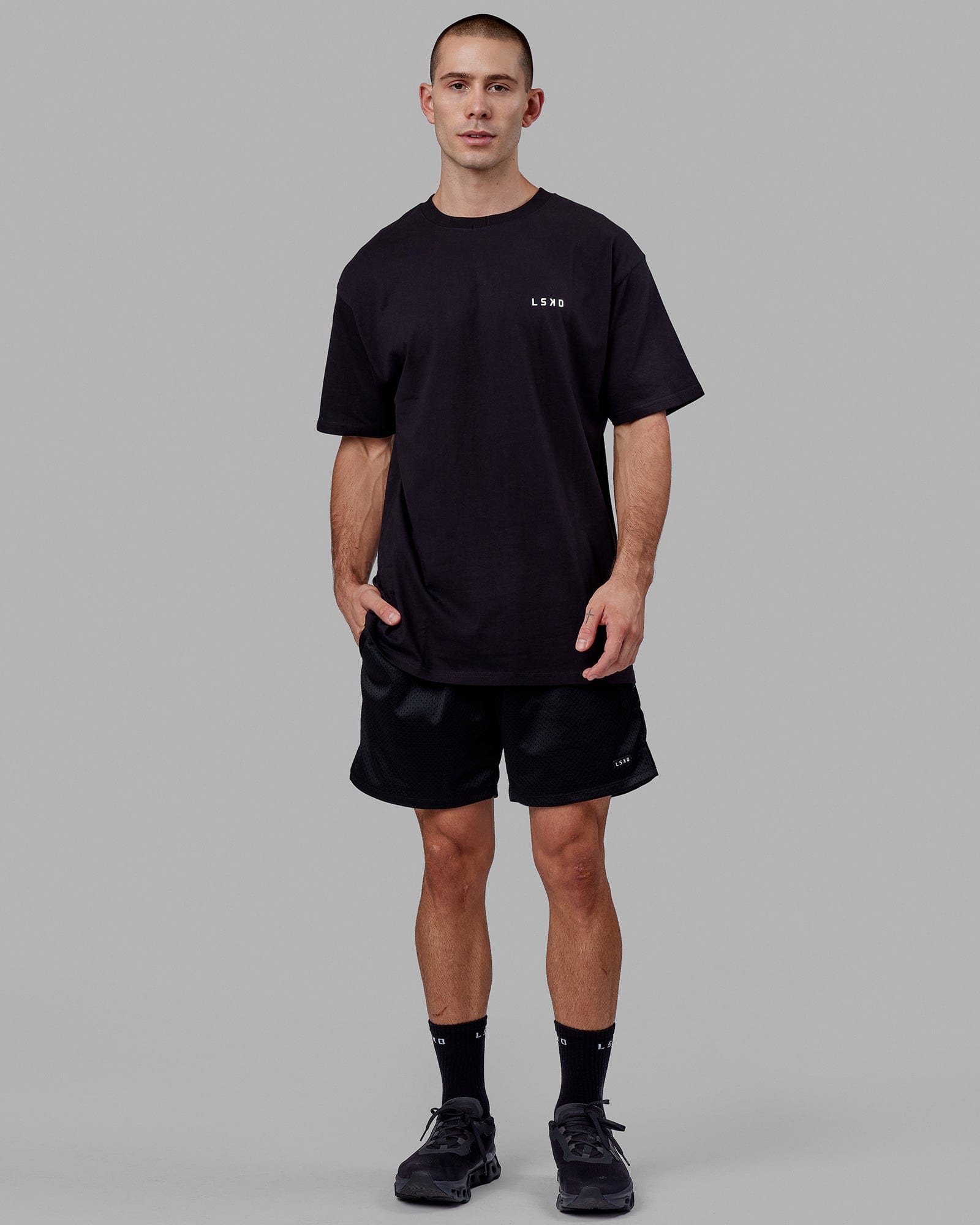 Endeavour Heavyweight Longline Tee Oversize - Black | LSKD