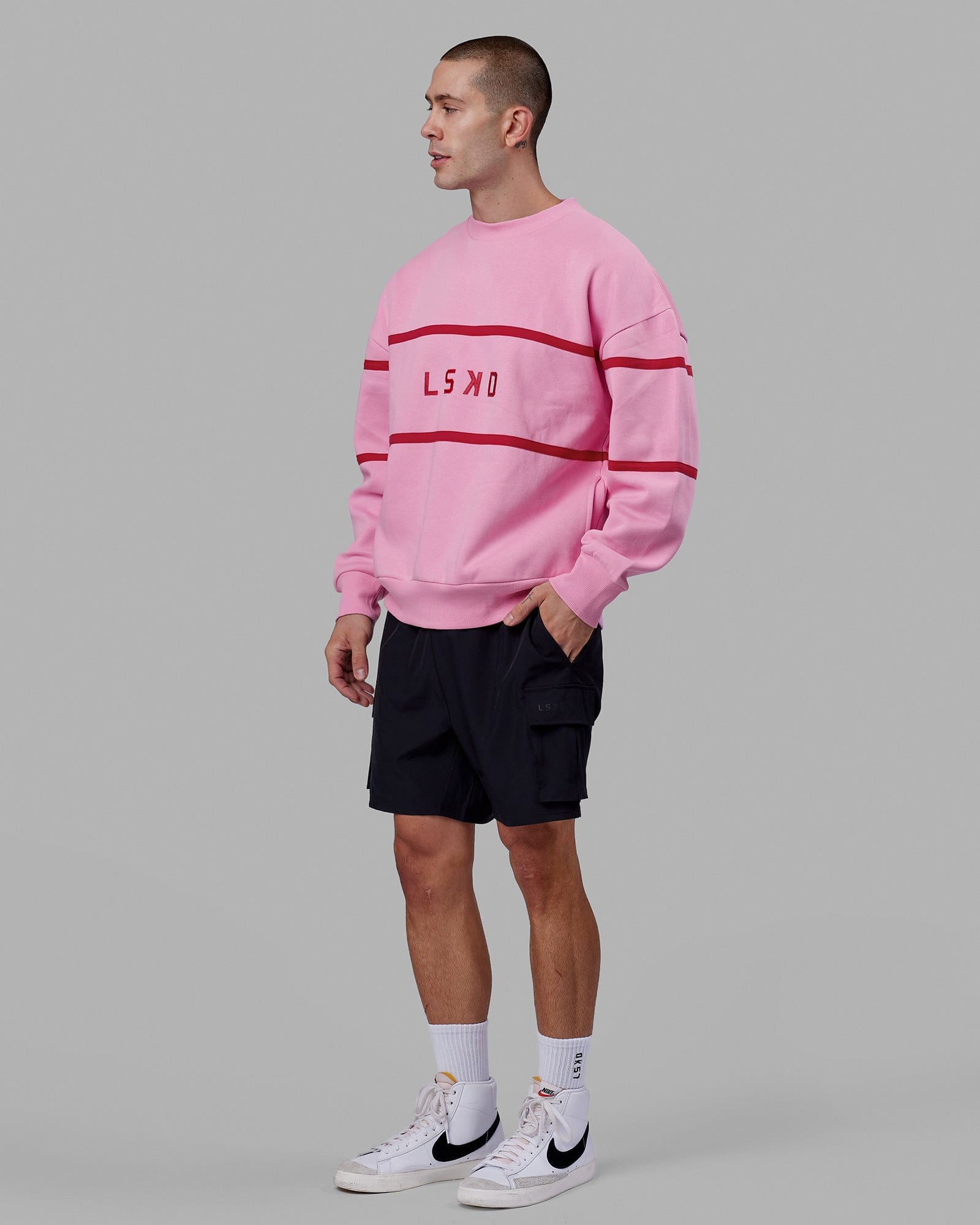 Pink shorts grey outlet sweater