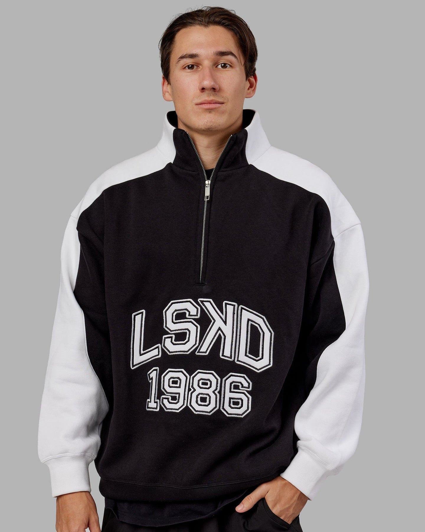 Unisex Alumni 1/4 Zip Sweater Oversize - Black-White – LSKD