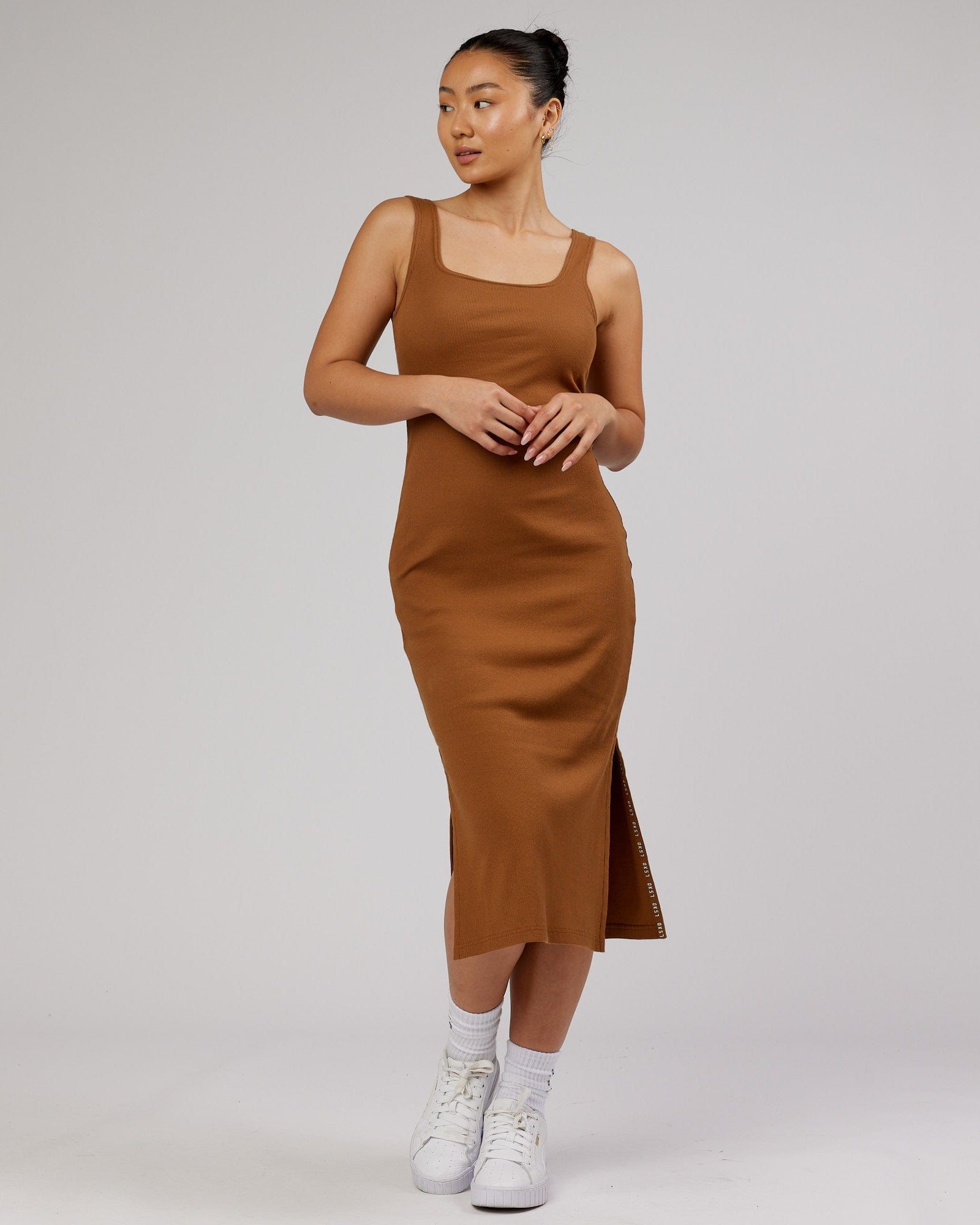 Camel on sale ribbed dress