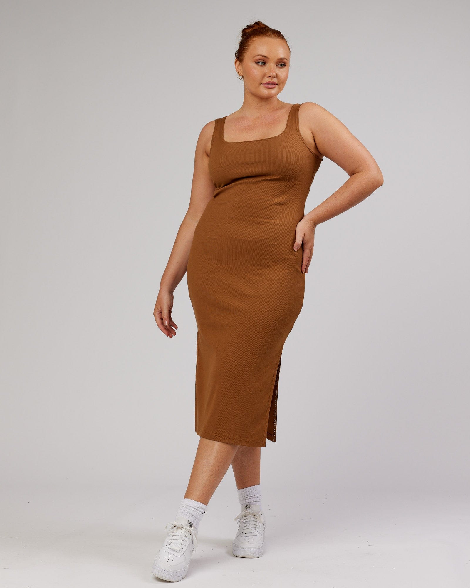 Camel hotsell ribbed dress